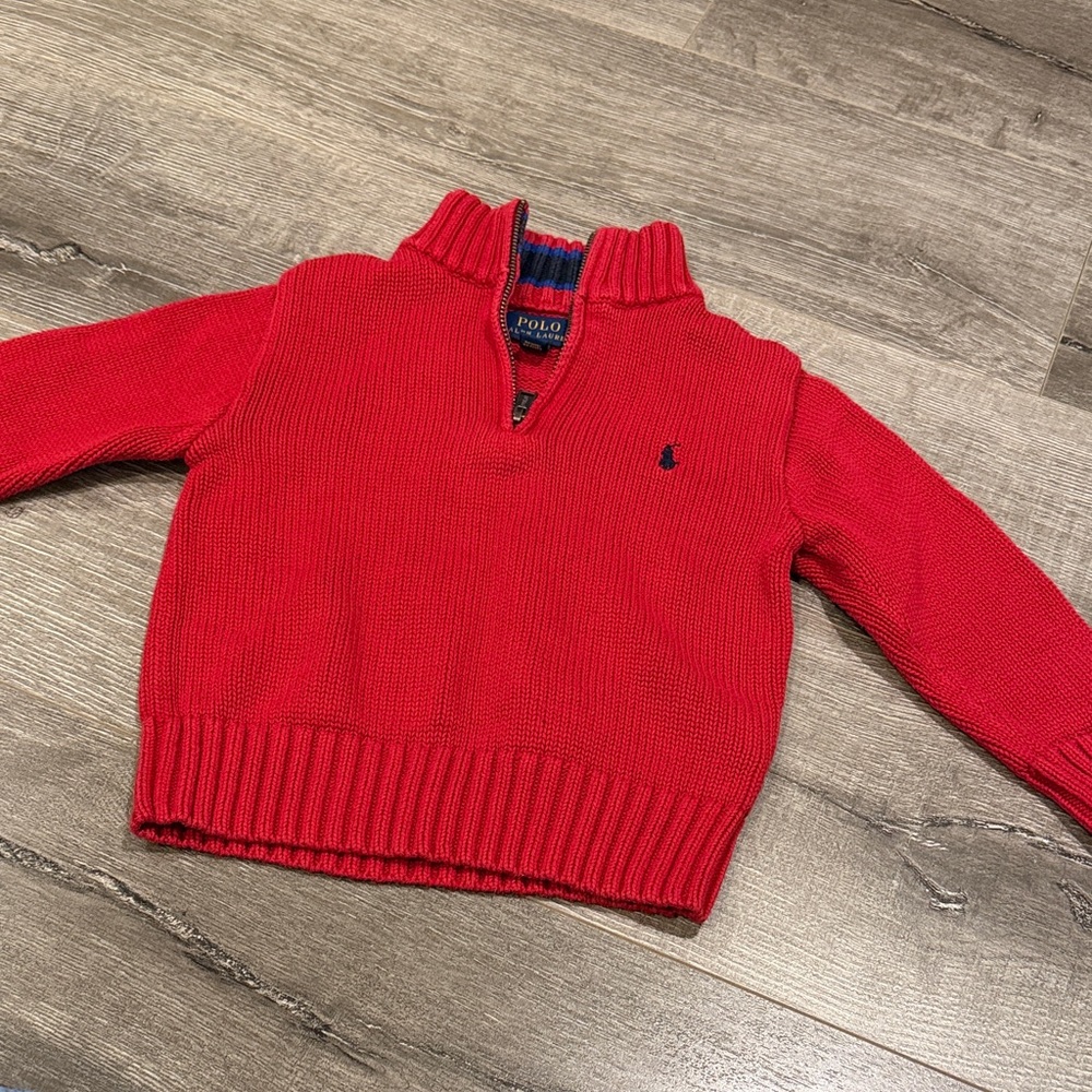 Polo Ralph Lauren Kids Red Quarter Zip Sweater 4T